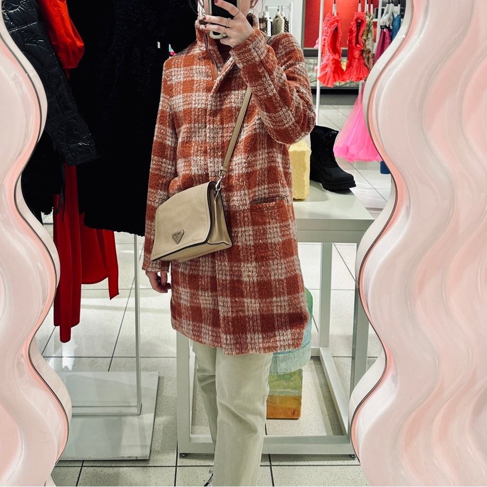 Old Navy Pink and White Knit Peacoat